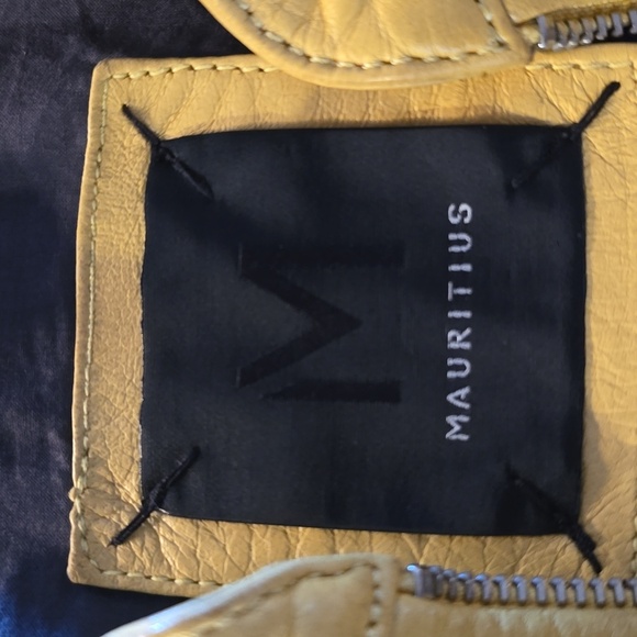 Mauritius Womens Yellow Leather Moto Jacket - Picture 9 of 10